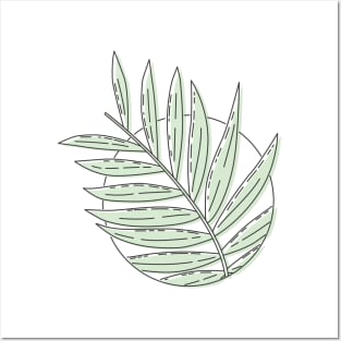 Herbal Botanical Leaf in Circle Posters and Art